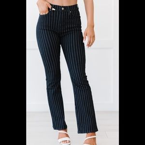 ‼️SALE‼️KANCAN PEYTON PINSTRIPE PETITE BOOTCUT JEANS
